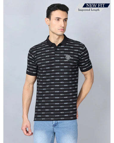 Cotton Rich Stripes Slim Fit Polo T-shirts